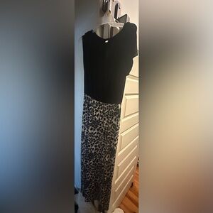 Black and gray Leopard Print Maxi Dress